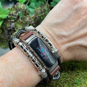 Vintage Beaded Fitbit Luxe Bands with Stainless Steal Connector - Set of TWO